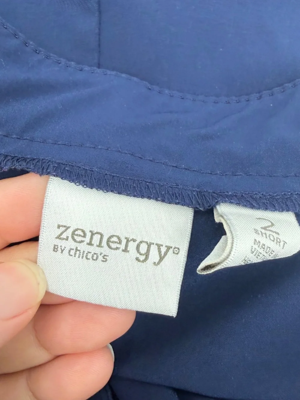 Chicos Zenergy Pants Women Large Blue Lightweight Stretch Zip Ankles Tapered